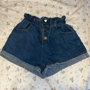 Paperbag Denim Shorts